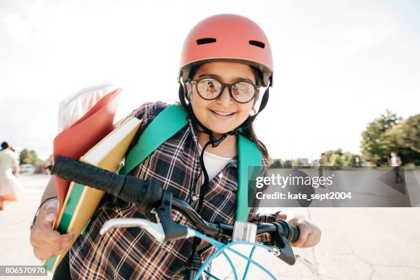 back to school on bike - 12 year old indian girl stock pictures, royalty-free photos & images