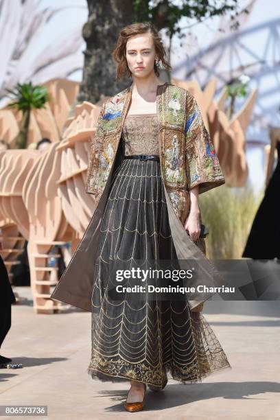 Model walks the runway during the Christian Dior Haute Couture Fall/Winter 2017-2018 show as part of Haute Couture Paris Fashion Week on July 3, 2017...