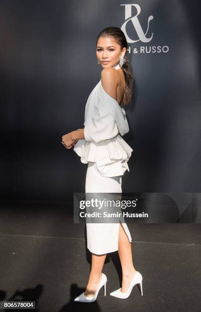 Zendaya attends the Ralph & Russo Haute Couture Fall/Winter 2017-2018 show as part of Haute Couture Paris Fashion Week on July 3, 2017 in Paris,...