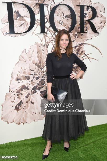 Felicity Jones attends the Christian Dior Haute Couture Fall/Winter 2017-2018 show as part of Haute Couture Paris Fashion Week on July 3, 2017 in...