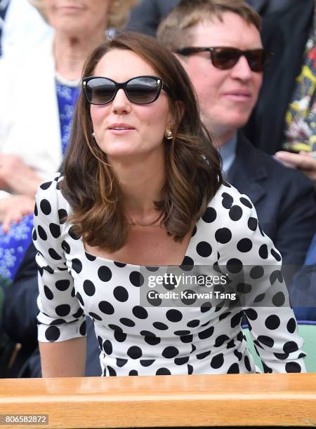 Catherine, Duchess of Cambridge attends day one of the Wimbledon Tennis Championships at Wimbledon on July 3, 2017 in London, United Kingdom.