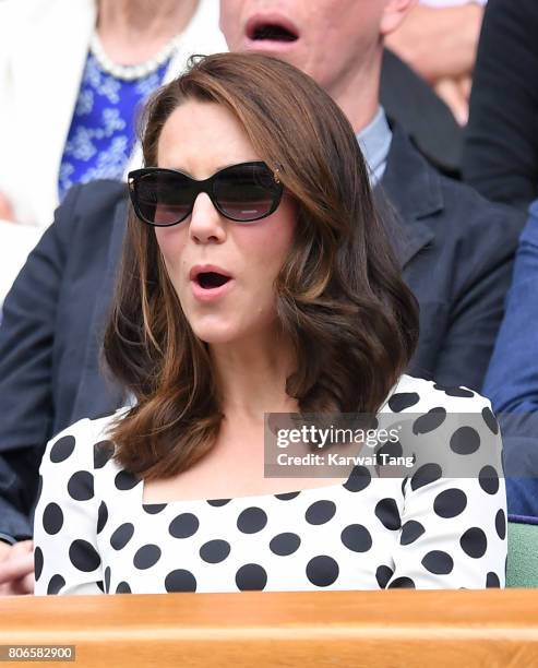 Catherine, Duchess of Cambridge attends day one of the Wimbledon Tennis Championships at Wimbledon on July 3, 2017 in London, United Kingdom.