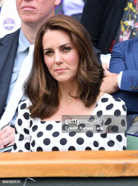 Catherine, Duchess of Cambridge attends day one of the Wimbledon Tennis Championships at Wimbledon on July 3, 2017 in London, United Kingdom.
