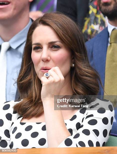 Catherine, Duchess of Cambridge attends day one of the Wimbledon Tennis Championships at Wimbledon on July 3, 2017 in London, United Kingdom.