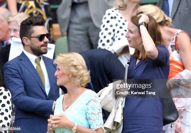 Dominic Cooper and Rebecca Deacon attend day one of the Wimbledon Tennis Championships at the All England Lawn Tennis and Croquet Club on July 3,...