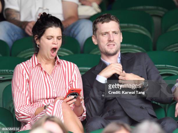 Pixie Geldof and George Barnett attend day one of the Wimbledon Tennis Championships at the All England Lawn Tennis and Croquet Club on July 3, 2017...