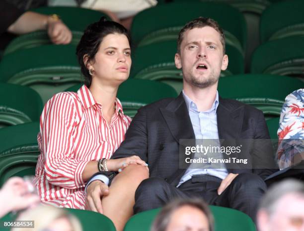 Pixie Geldof and George Barnett attend day one of the Wimbledon Tennis Championships at the All England Lawn Tennis and Croquet Club on July 3, 2017...