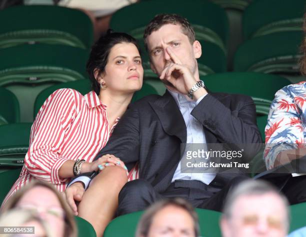 Pixie Geldof and George Barnett attend day one of the Wimbledon Tennis Championships at the All England Lawn Tennis and Croquet Club on July 3, 2017...