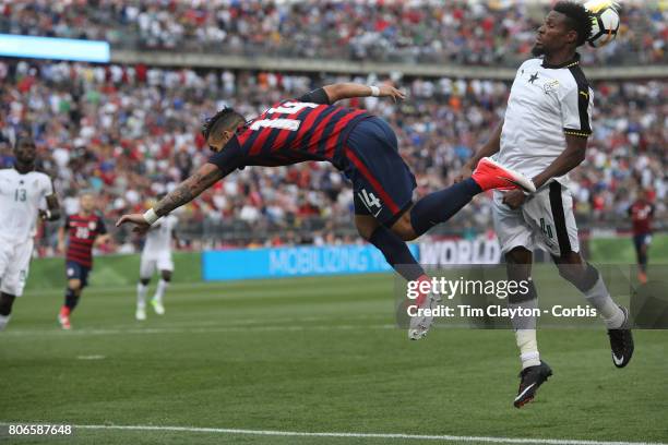 July 1st: Dom Dwyer of the United States is challenged by Jerry Akaminko of Ghana during the United States Vs Ghana International Soccer Friendly...