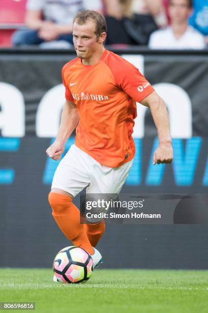 Fabian Hambuechen of Nowitzki All Stars controls the ball during the Champions for Charity Friendly match at Opel Arena on July 3, 2017 in Mainz,...