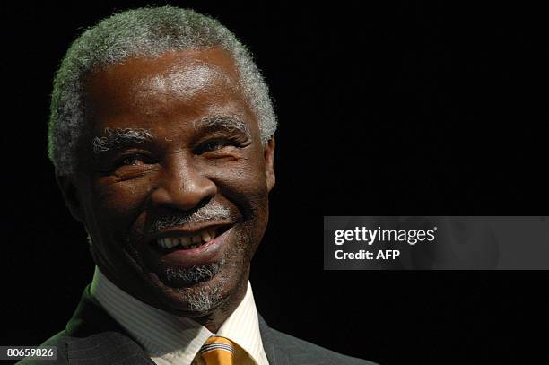 South African President, Thabo Mbeki, sings the South African National Anthem, at the start of the 118th Assembly of the Inter-Parliamentary Union,...