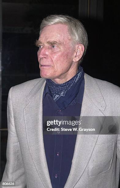 Actor Charlton Heston arrives at the screening of "Soylent Green" August 12, 2000 at the Eileen Norris Theater on the campus of USC in Los Angeles,...