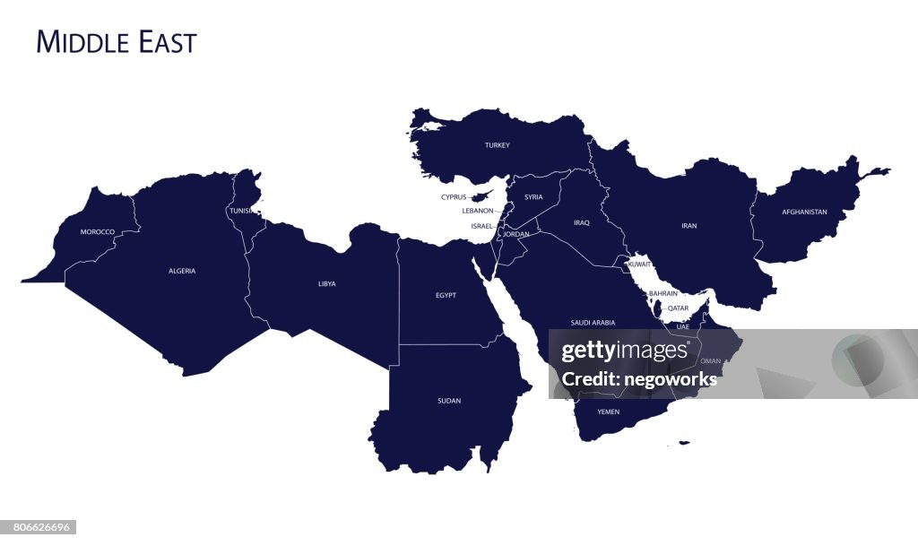Middleeasy Vector Map Of Middle East High-Res Vector Graphic - Getty Images