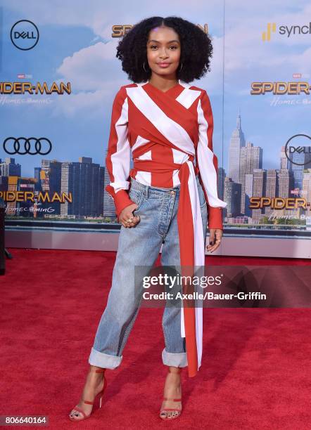 Actress Yara Shahidi arrives at the premiere of Columbia Pictures' 'Spider-Man: Homecoming' at TCL Chinese Theatre on June 28, 2017 in Hollywood,...