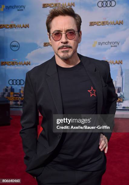 Actor Robert Downey Jr. Arrives at the premiere of Columbia Pictures' 'Spider-Man: Homecoming' at TCL Chinese Theatre on June 28, 2017 in Hollywood,...