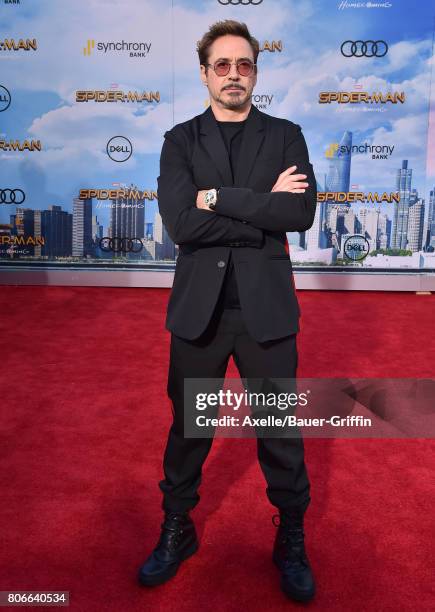 Actor Robert Downey Jr. Arrives at the premiere of Columbia Pictures' 'Spider-Man: Homecoming' at TCL Chinese Theatre on June 28, 2017 in Hollywood,...