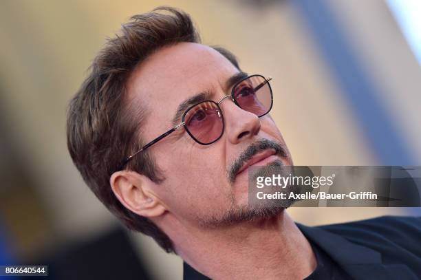 Actor Robert Downey Jr. Arrives at the premiere of Columbia Pictures' 'Spider-Man: Homecoming' at TCL Chinese Theatre on June 28, 2017 in Hollywood,...