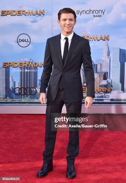 Actor Tom Holland arrives at the premiere of Columbia Pictures' 'Spider-Man: Homecoming' at TCL Chinese Theatre on June 28, 2017 in Hollywood,...