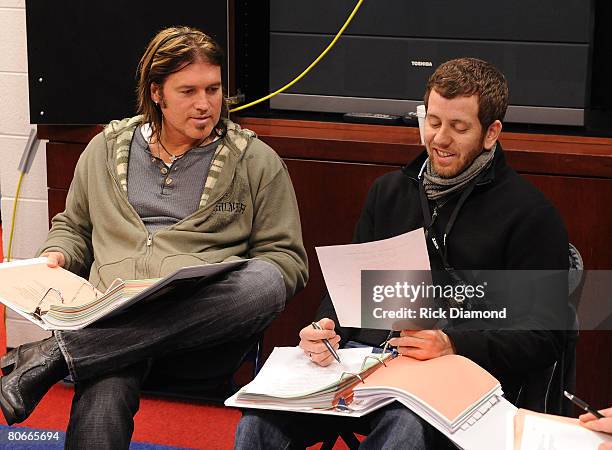 Co-Host Singer/songwriter/Actor Billy Ray Cyrus works with writers and producers on the script for The 2008 CMT Video Music Awards being held at, The...