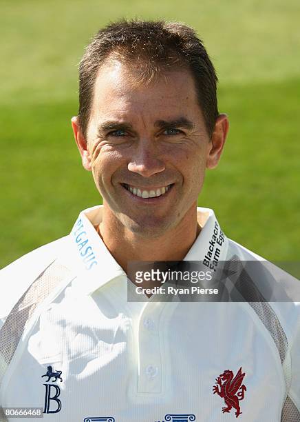 Justin Langer of Somerset poses during the Somerset County Cricket Club Photocall at the County Ground on April 14, 2008 in Taunton, England.