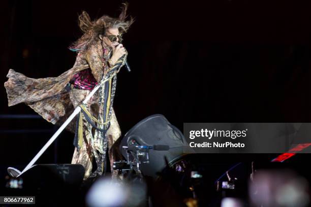 Steven Tyler of Aerosmith during his performance at Rock Fest Barcelona 2017 Festival in Santa Coloma, Spain on July 02, 2017