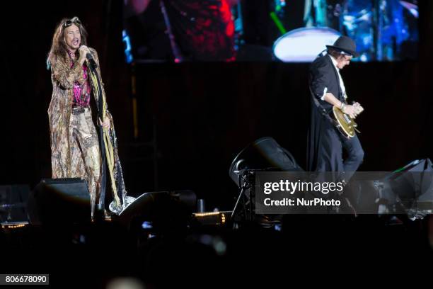 Steven Tyler of Aerosmith during his performance at Rock Fest Barcelona 2017 Festival in Santa Coloma, Spain on July 02, 2017