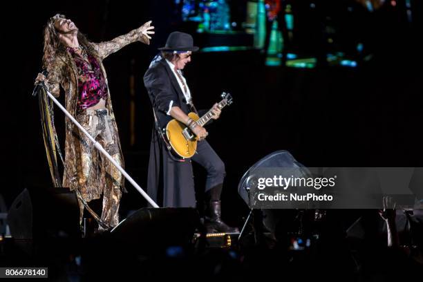 Steven Tyler of Aerosmith during his performance at Rock Fest Barcelona 2017 Festival in Santa Coloma, Spain on July 02, 2017