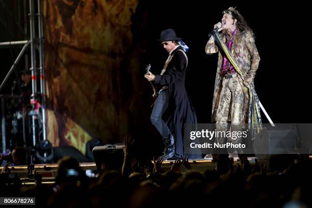 Steven Tyler of Aerosmith during his performance at Rock Fest Barcelona 2017 Festival in Santa Coloma, Spain on July 02, 2017