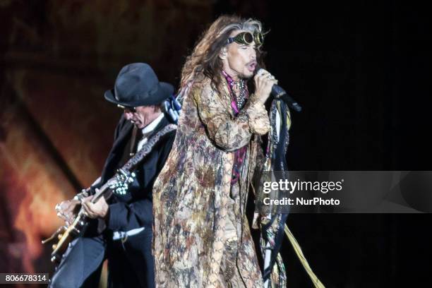 Steven Tyler of Aerosmith during his performance at Rock Fest Barcelona 2017 Festival in Santa Coloma, Spain on July 02, 2017