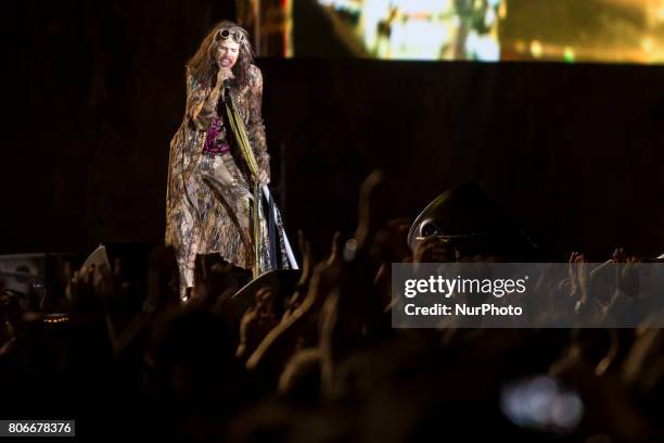 Steven Tyler of Aerosmith during his performance at Rock Fest Barcelona 2017 Festival in Santa Coloma, Spain on July 02, 2017