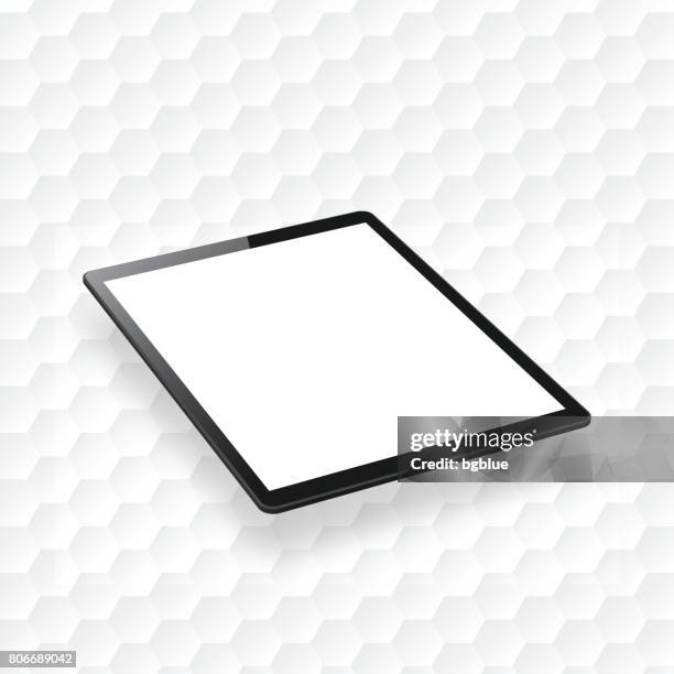 tablet pc isolated on white abstract background - isometric tablet pc template - tablet blank screen stock illustrations