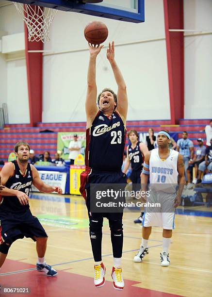 Will Ferrell of the NBA Entertainment League participates in the Doublemint Super Saturday event on April 12, 2008 at Cross Roads High School in...