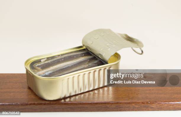 can of garfish in olive oil - sardine tin stock pictures, royalty-free photos & images