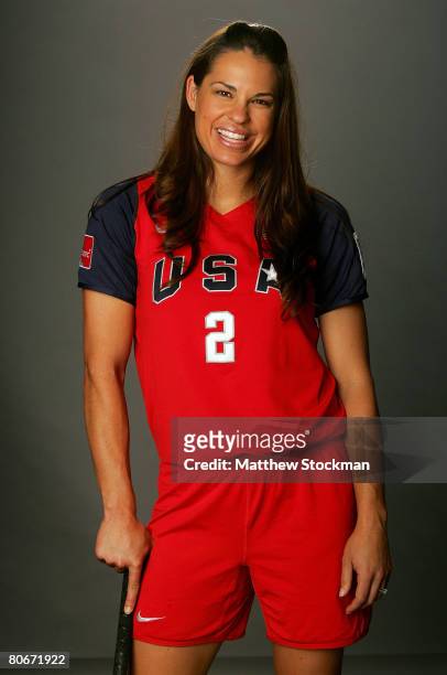 Softball player Jessica Mendoza poses for a portrait during the 2008 U.S. Olympic Team Media Summitt at the Palmer House Hilton on April 14, 2008 in...