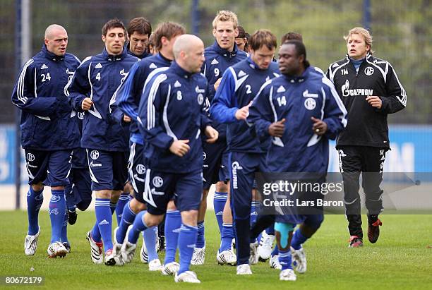 New coach Youri Mulder is seen during a FC Schalke 04 training session at the Veltins Arena on April 14, 2008 in Gelsenkirchen, Germany.
