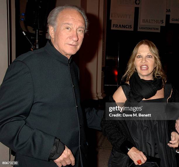 Lord Weinberg and Anoushka Hempel attend the private view of "Blood On Paper" at the Victoria and Albert Museum on April 14, 2008 in London, England.