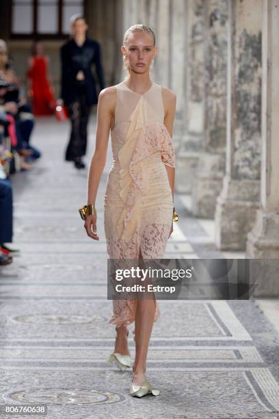 Model walks the runway during the Proenza Schouler Haute Couture Fall/Winter 2017-2018 show as part of Haute Couture Paris Fashion Week on July 2,...