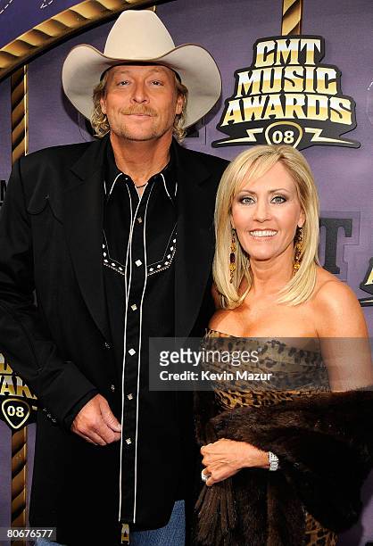 Musician Alan Jackson and Denise Jackson attend the 2008 CMT Music Awards at Curb Event Center at Belmont University on April 14, 2008 in Nashville,...
