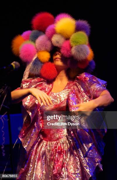 Bjork performs at Hammersmith Apollo during her Volta world tour, on April 14, 2008 in London, England.