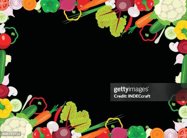 fresh vegetable frame - spring onion stock illustrations
