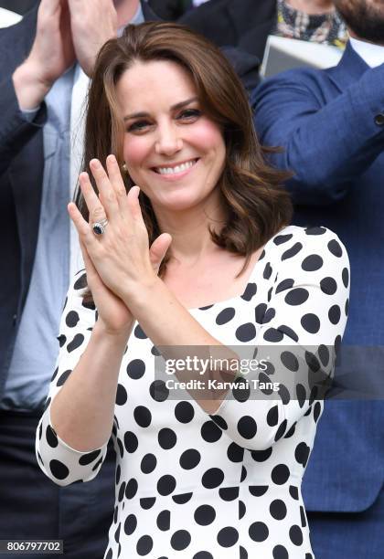 Catherine, Duchess of Cambridge attends day one of the Wimbledon Tennis Championships at Wimbledon on July 3, 2017 in London, United Kingdom.