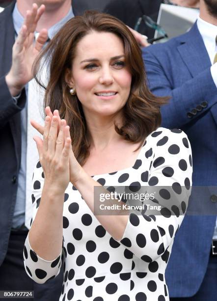 Catherine, Duchess of Cambridge attends day one of the Wimbledon Tennis Championships at Wimbledon on July 3, 2017 in London, United Kingdom.