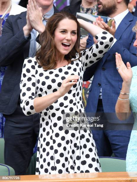 Catherine, Duchess of Cambridge attends day one of the Wimbledon Tennis Championships at Wimbledon on July 3, 2017 in London, United Kingdom.