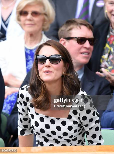 Catherine, Duchess of Cambridge attends day one of the Wimbledon Tennis Championships at Wimbledon on July 3, 2017 in London, United Kingdom.