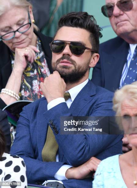 Dominic Cooper attends day one of the Wimbledon Tennis Championships at the All England Lawn Tennis and Croquet Club on July 3, 2017 in London,...