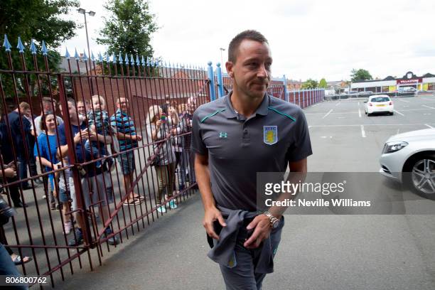 New signing John Terry of Aston Villa arrives at Villa Park on July 03, 2017 in Birmingham, England.
