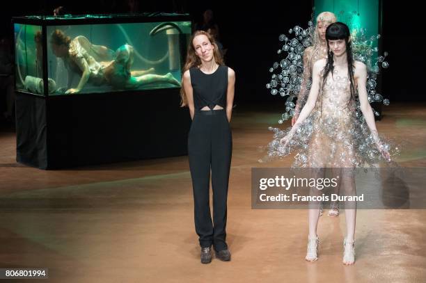 Designer Iris Van Herpen walks the runway during the Iris Van HerpenHaute Couture Fall/Winter 2017-2018 show as part of Haute Couture Paris Fashion...