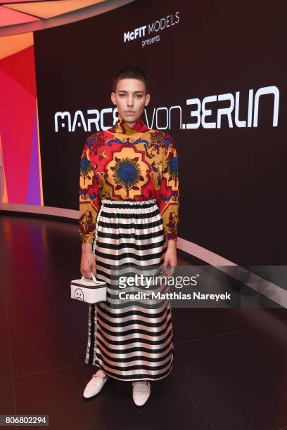 Alina Sueggler is seen during the Marcel Von Berlin 'Genesis' collection presentation on July 3, 2017 in Berlin, Germany.