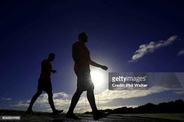All Black captain Kieran Read arrives for a New Zealand All Blacks training session at Trusts Stadium on July 4, 2017 in Auckland, New Zealand.