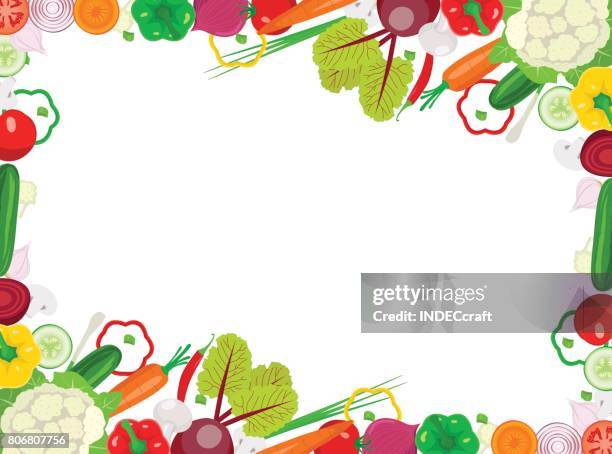 fresh vegetable frame - spring onion stock illustrations